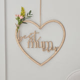 Wooden Best Mum Ever Heart Wreath
