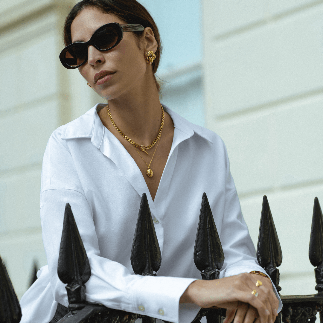 Orelia London LUXE Flat Curb T-Bar Necklace - Gold