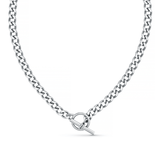 LUXE Flat Curb T-Bar Necklace - Silver