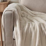 Cream Faux Fur Throw Blanket- 3 Inner Pack