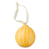 Yellow and White Striped Hand Painted Christmas Bauble
