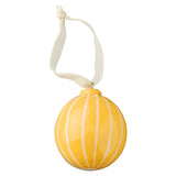 Yellow and White Striped Hand Painted Christmas Bauble- 5 Inner Pack