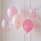 Pink Confetti Happy Birthday Balloons- 5 Inner Pack