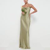 PRETTY LAVISH Keisha Maxi Bridesmaid Dress - Olive Green