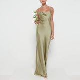 PRETTY LAVISH Keisha Maxi Bridesmaid Dress - Olive Green