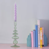 Green Glass Bubble Dinner Candle Holder