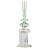 Green Glass Bubble Dinner Candle Holder