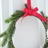 Foliage Christmas Wreath Decorations with Red Ribbon