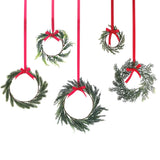 Foliage Christmas Wreath Decorations with Red Ribbon