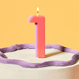 Orange and Purple Number 1 Candle
