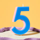 Blue and Lilac Number 5 Candle