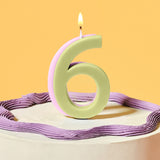 Green and Lilac Number 6 Candle- 5 Inner Pack