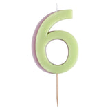 Green and Lilac Number 6 Candle- 5 Inner Pack