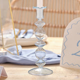 Large Blue Glass Bubble Dinner Candle Holder