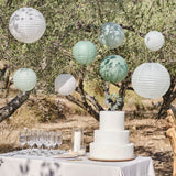 Sage & Cream Paper Lantern Hanging Decorations- 5 Inner Pack