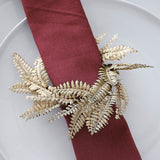 Gold Fern Wreath Christmas Table Napkin Rings- 5 Inner Pack