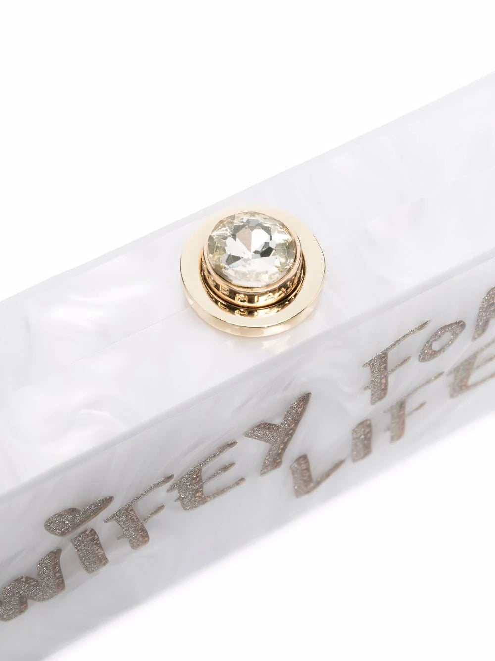 Wifey for Lifey Bridal Clutch in subtle ivory marble and gold detailing.